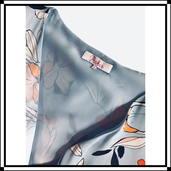 PARKER Demi SILK High-Low Floral Print Wrap Dress - Picture 5 of 16